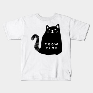 Meow time black cat Kids T-Shirt